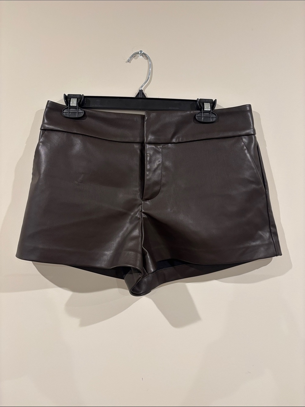Zara Chocolate Brown Faux Leather Shorts